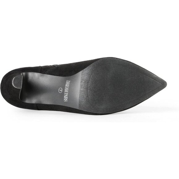 Women's Black/Suede Faux Leather Thigh High Over The Knee Long Pointed Toe Boots - Picture 5 of 7